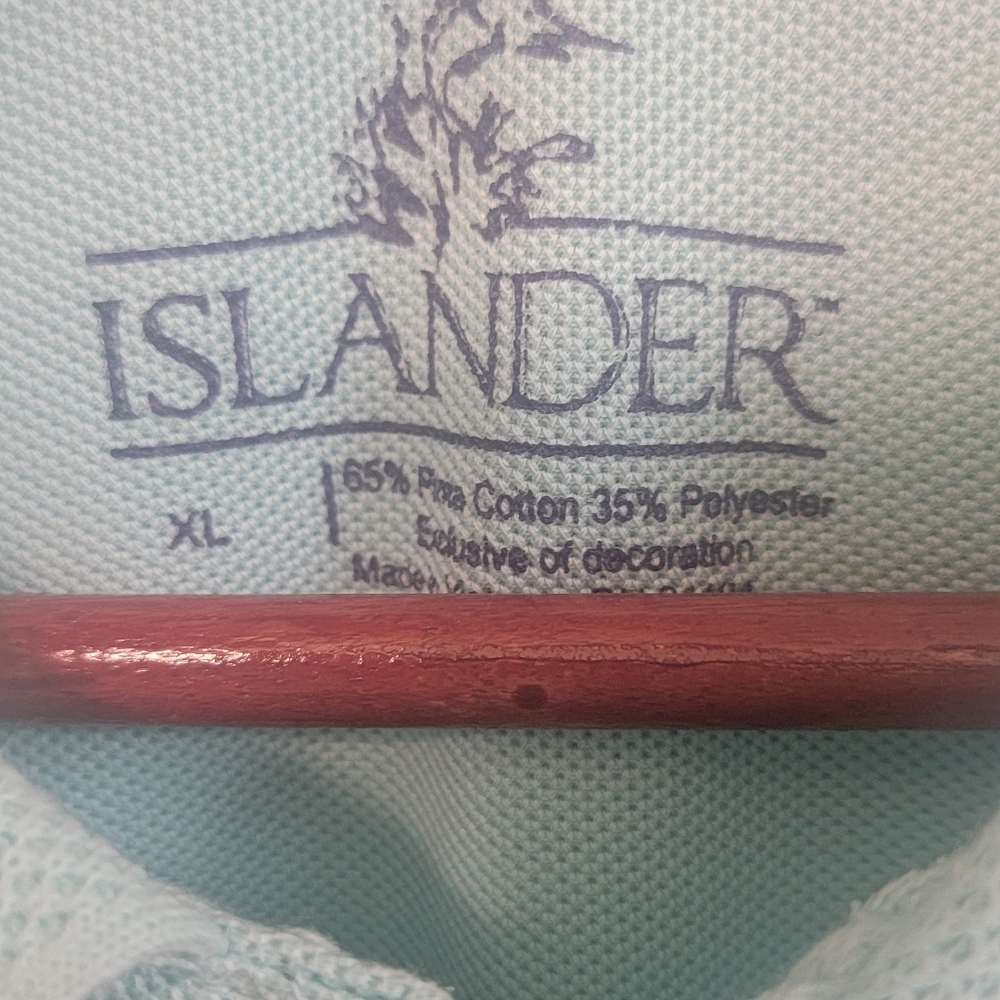 Islander Fishmerman Marlin Mint Green Mens Polo Pima Cotton Size XL - Picture 2 of 9